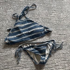 Billabong Women's Striped Bikini - Blue and White